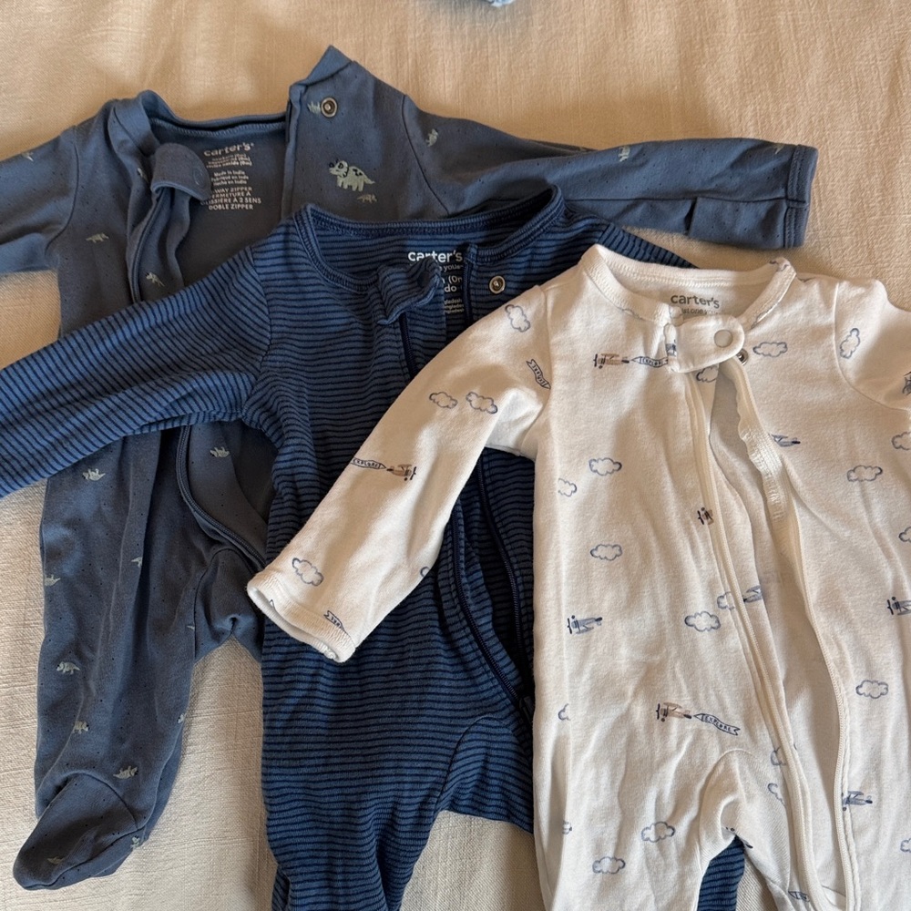 Carter's Blue and Cream Baby Sleepers